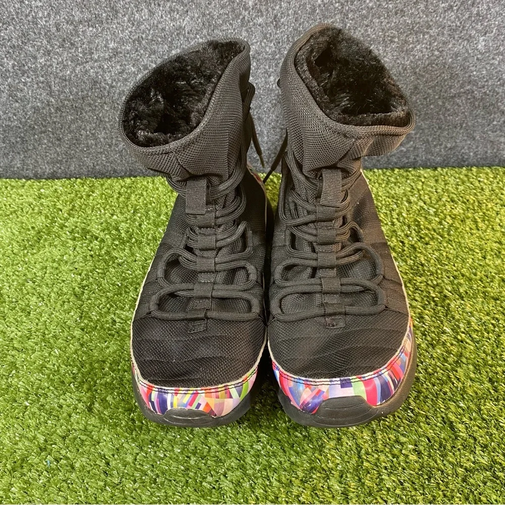Nike Roshe One High Print GS Boots Youth SZ 6Y Womens SZ 7.5 Black 807744-002